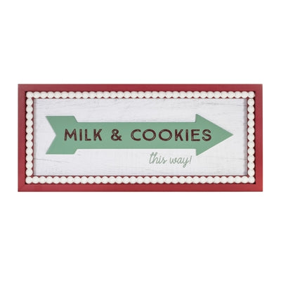 Milk and Cookies Arrow Sign 19.5"L x 8.5"H MDF/Wood