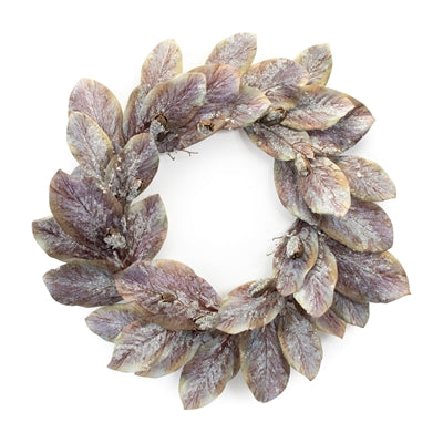FROSTED MAGNOLIA LEAF WREATH 25.5”D
