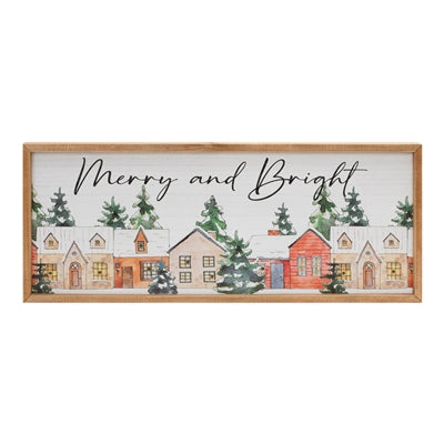 LED Merry & Bright Sign 23.75"L x 9.5"H MDF/Wood 2 AA Batteries, Not Included