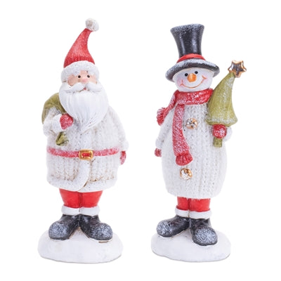Santa and Snowman (2 Asst) 6.5”H Resin