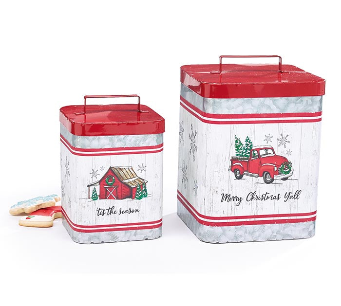 Christmas On The Farm Canisters (S/2)