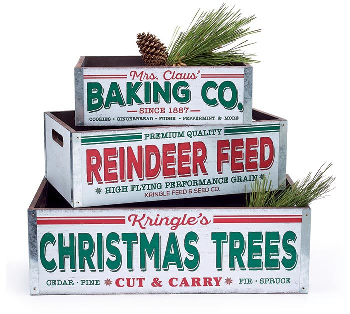 Wooden Nested Christmas Crates