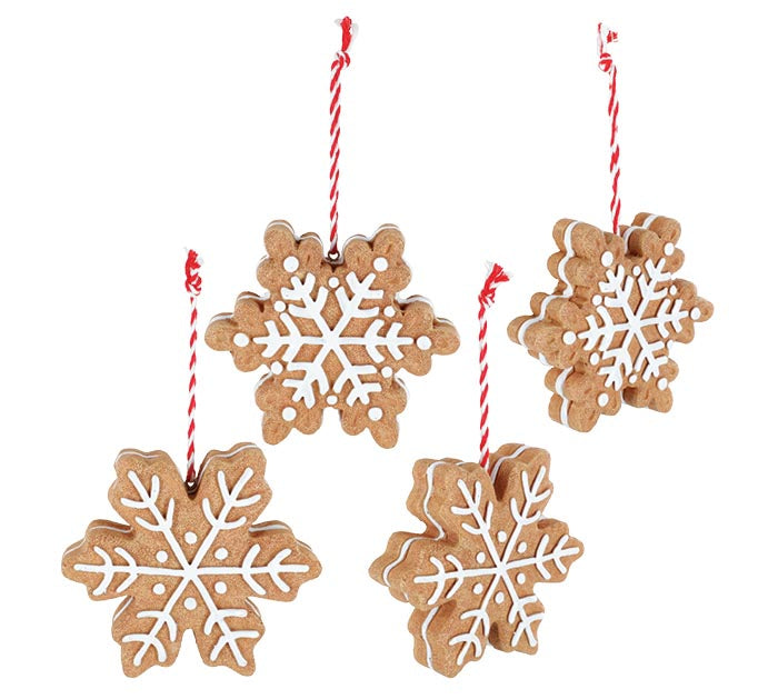 Gingerbread Snowflake Ornaments (S/4)