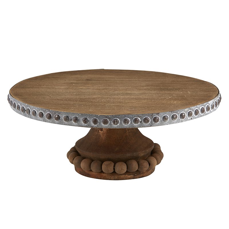 Rustic Wood Beaded Cake Stand (Large)