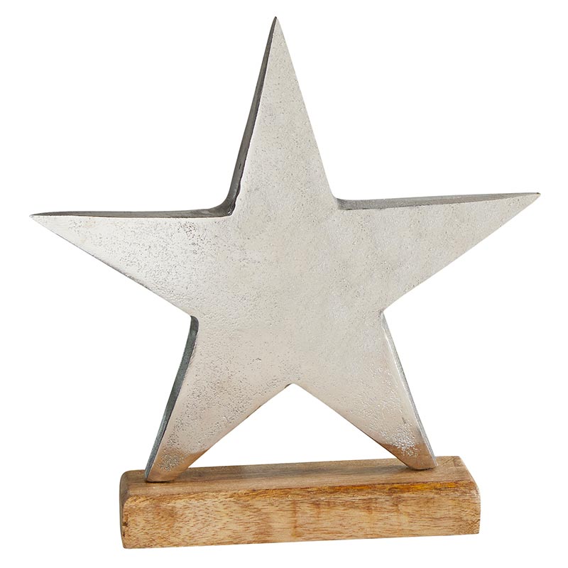 Silver Star w/ Wooden Base - Large