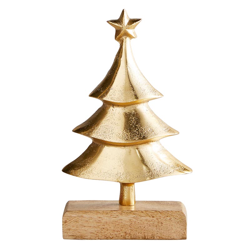 Gold Christmas Tree w/ Wood Base