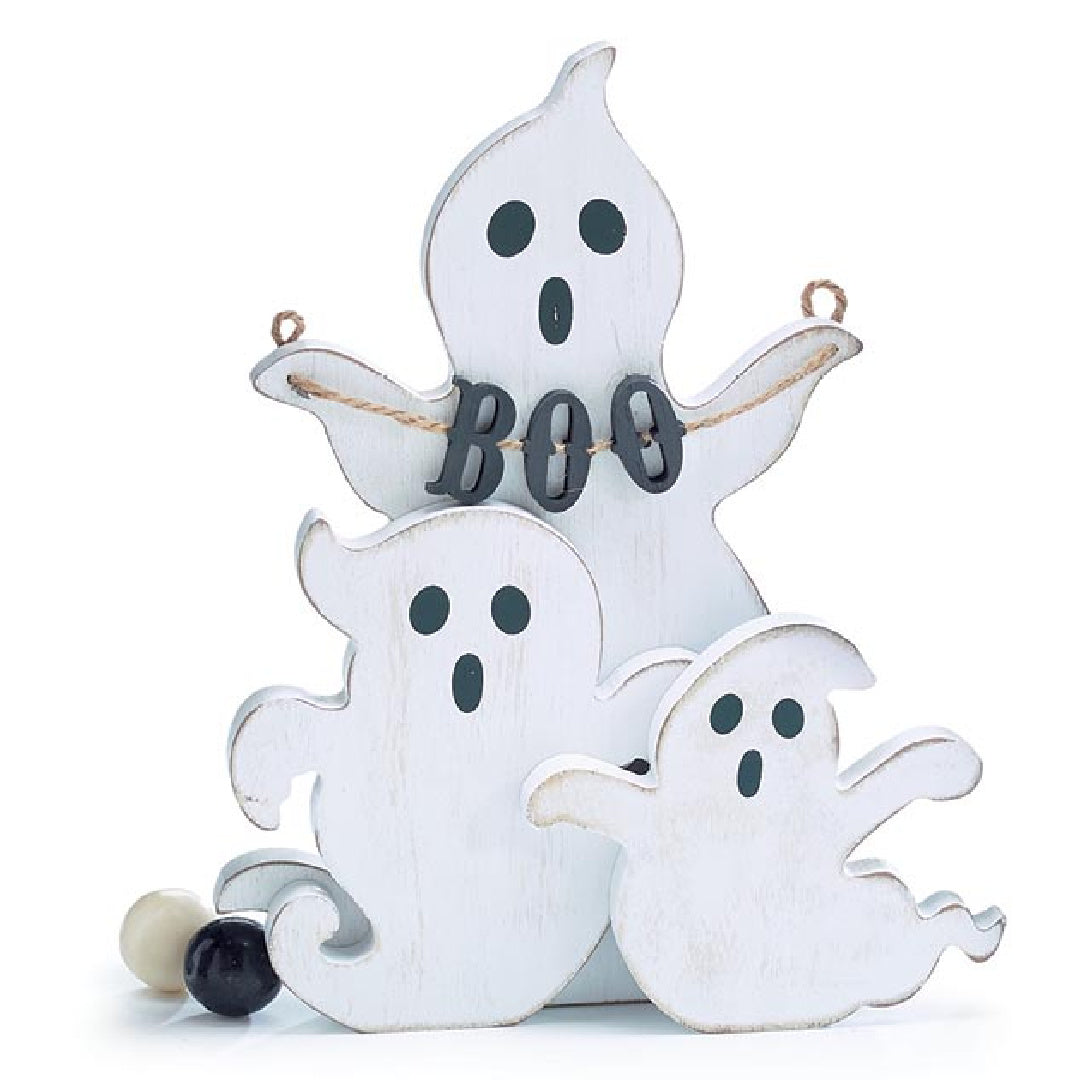 Wooden Ghost Family w/ Banner