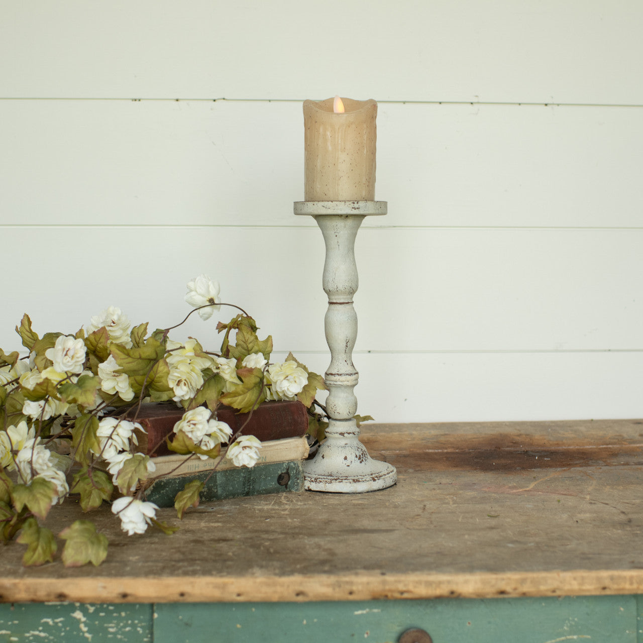 Metal Distressed Candle Holder