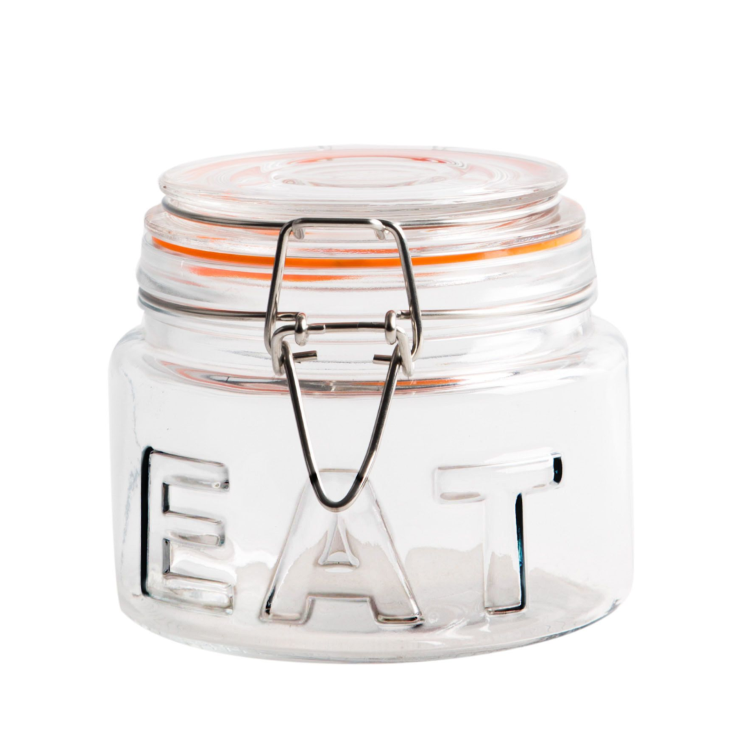 Glass Embossed "Eat" Jar