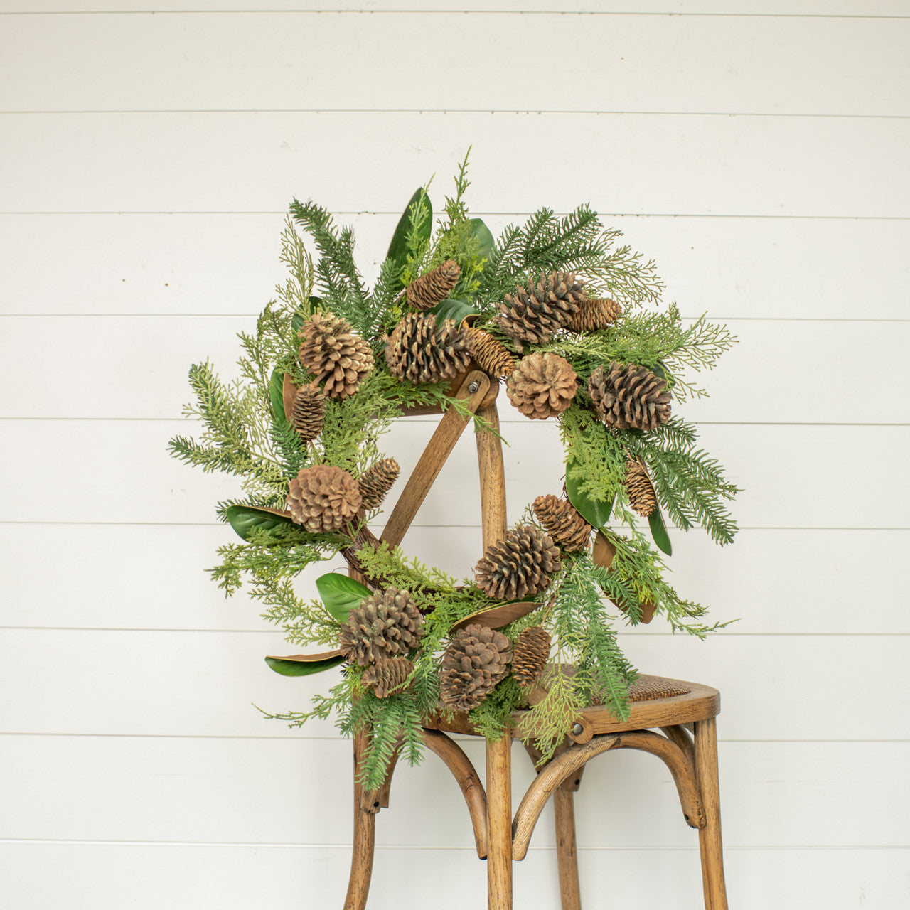 24" Pine and Cedar Wreath w/ Pine Cones