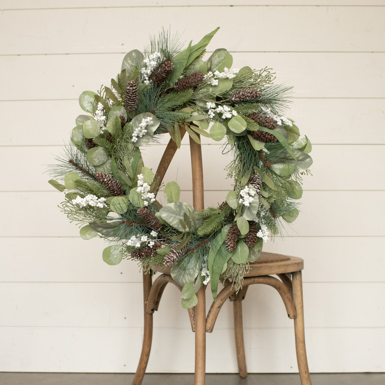 24" Neutral Pine & Berry Wreath