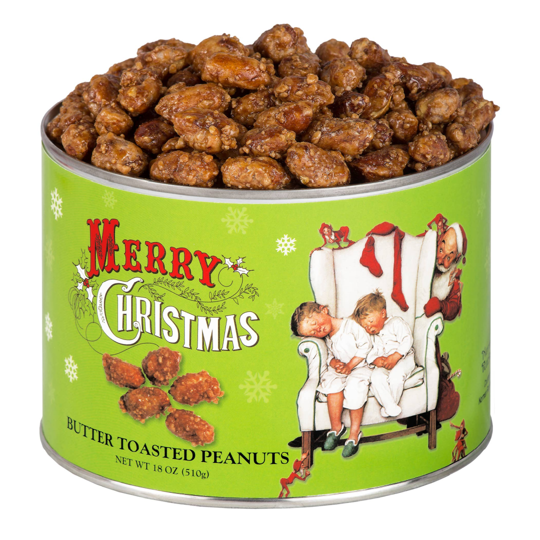 Christmas Buttered Peanuts in Norman Rockwell Tin