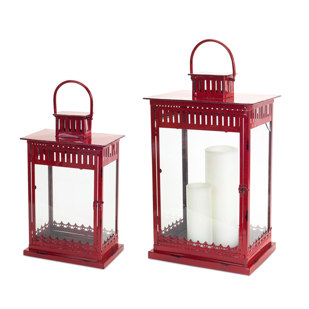 Red Metal Lanterns (S/2)