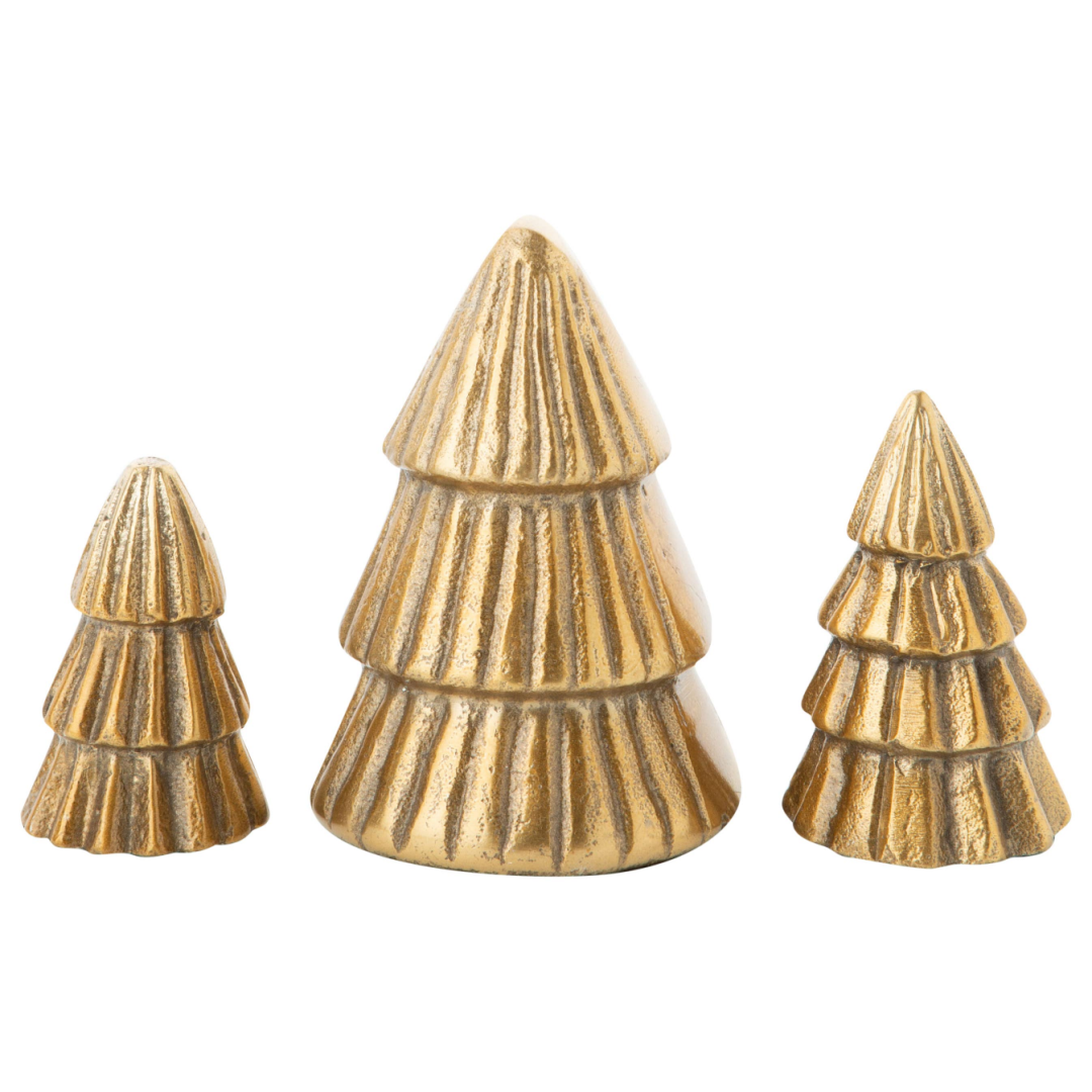 Gold Cast Metal Tabletop Trees (S/3)