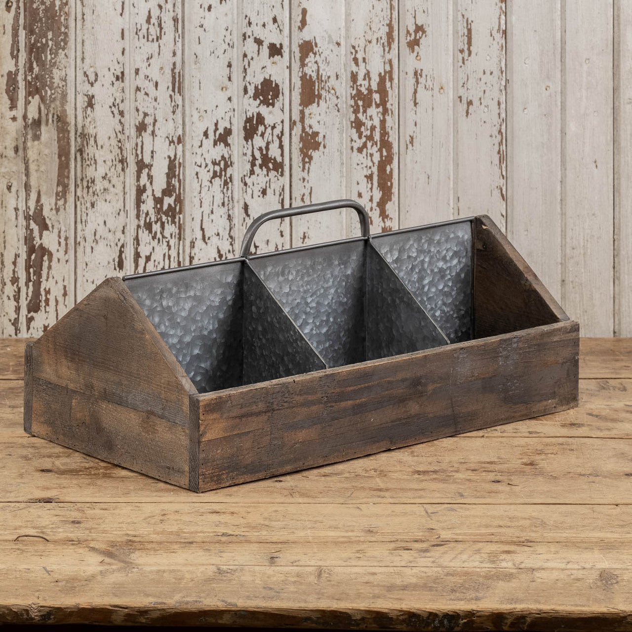 Wood & Metal Divided Tool Caddy