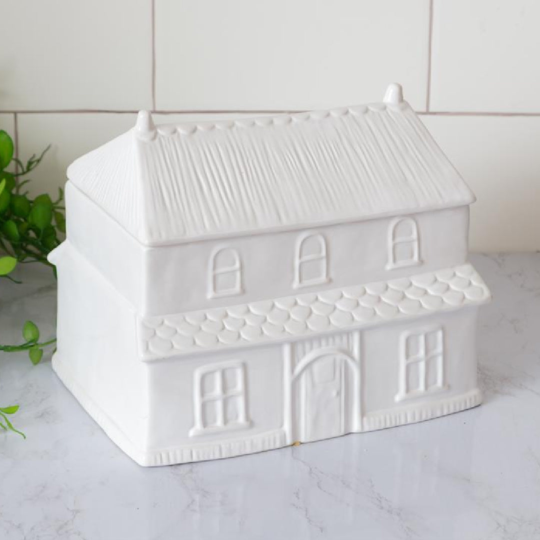 White Cottage Figural Cookie Jar