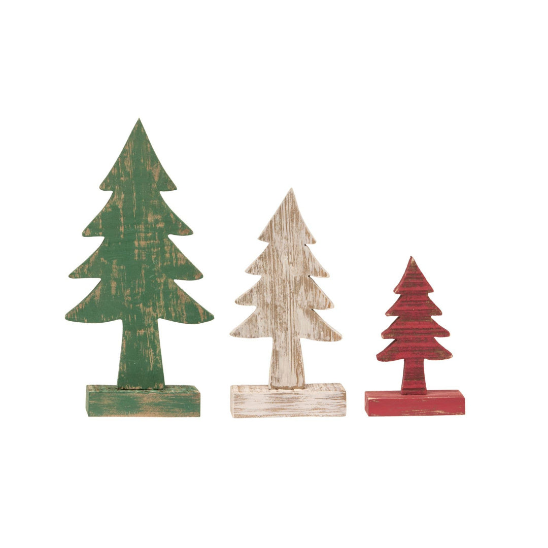 Traditional Distressed Wooden Trees - Colors (S/3)