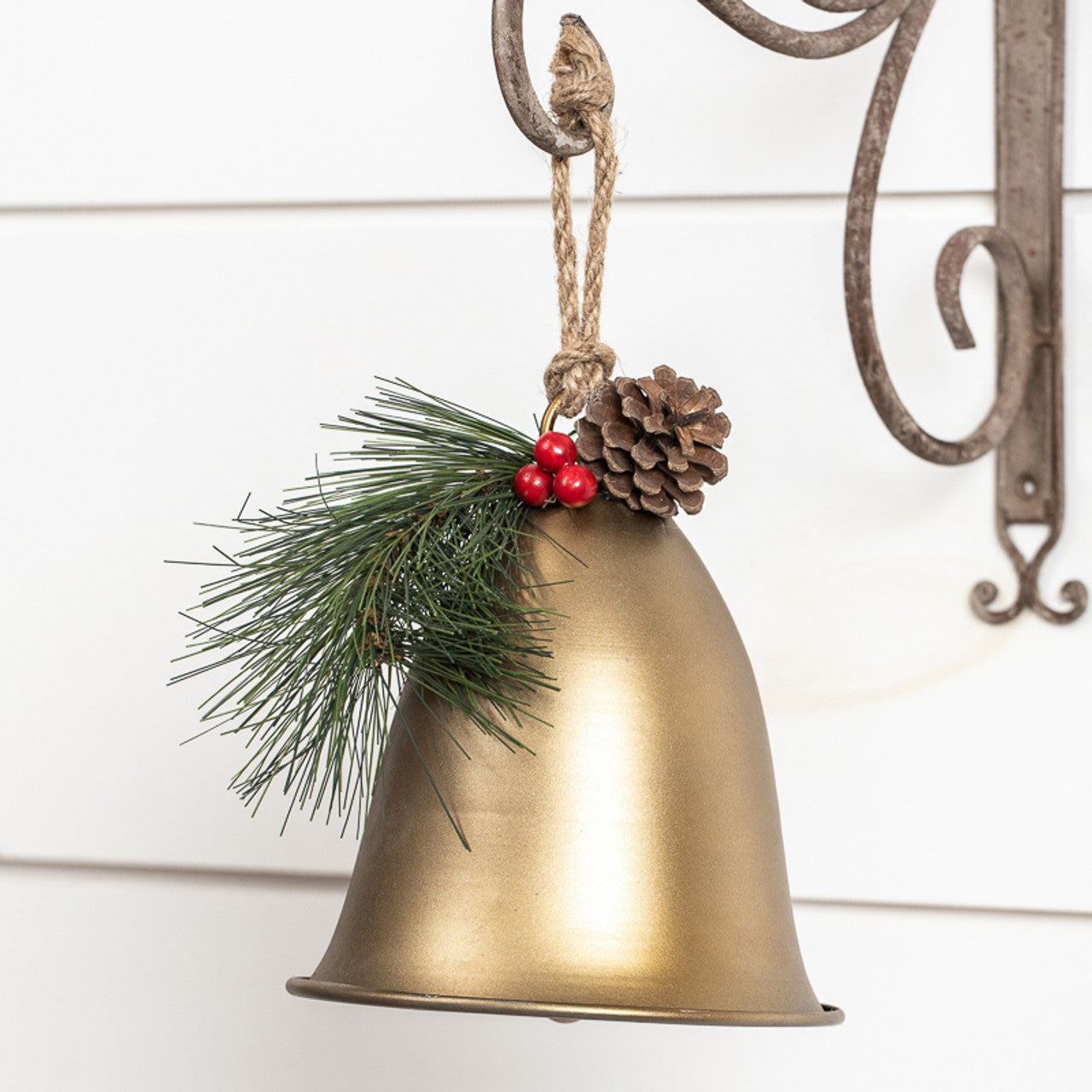 6" Holiday Gold Bells w/ Pine