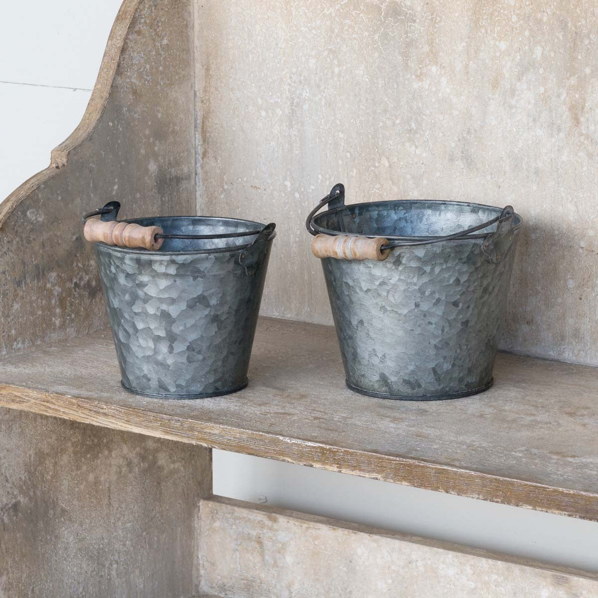 Aged Bucket Planters (S/2)