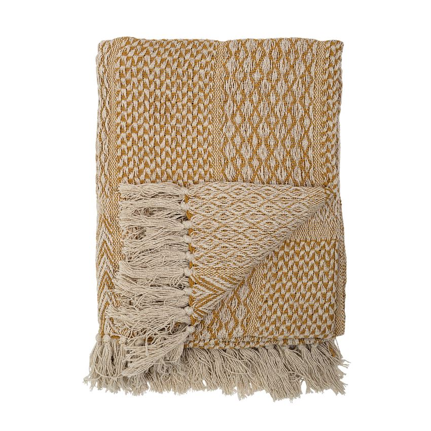 Recycled Cotton Blend Throw - Yellow Pattern (5610109436061)
