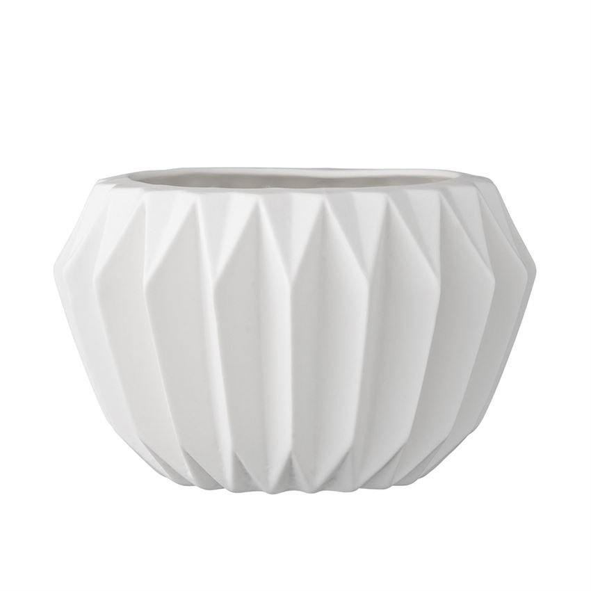 White Fluted Ceramic Vessel