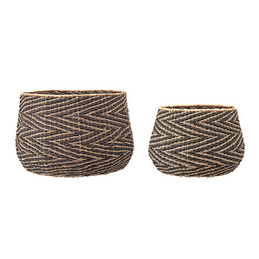 Chevron Woven Seagrass Baskets (Set of 2) (5610036068509)