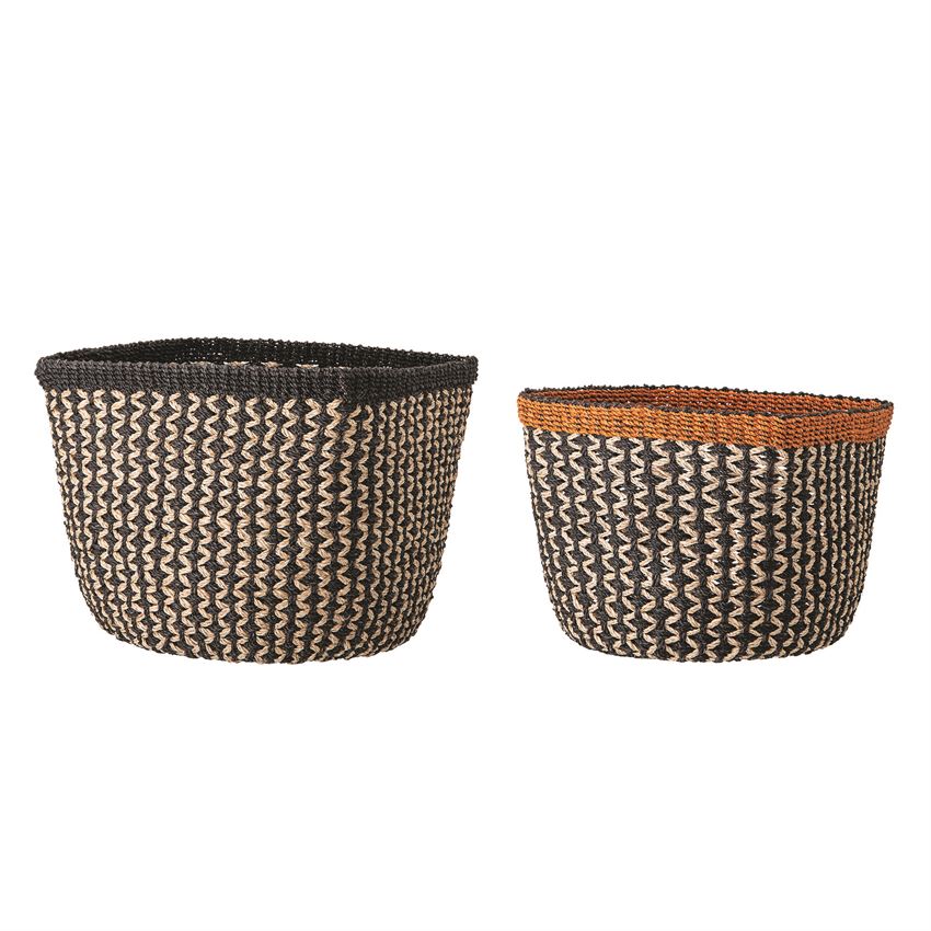 Black & Russet Woven Abaca Baskets (5610036396189)