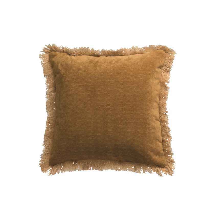 18" Mustard Pillow w/ Fringe (5610009723037)