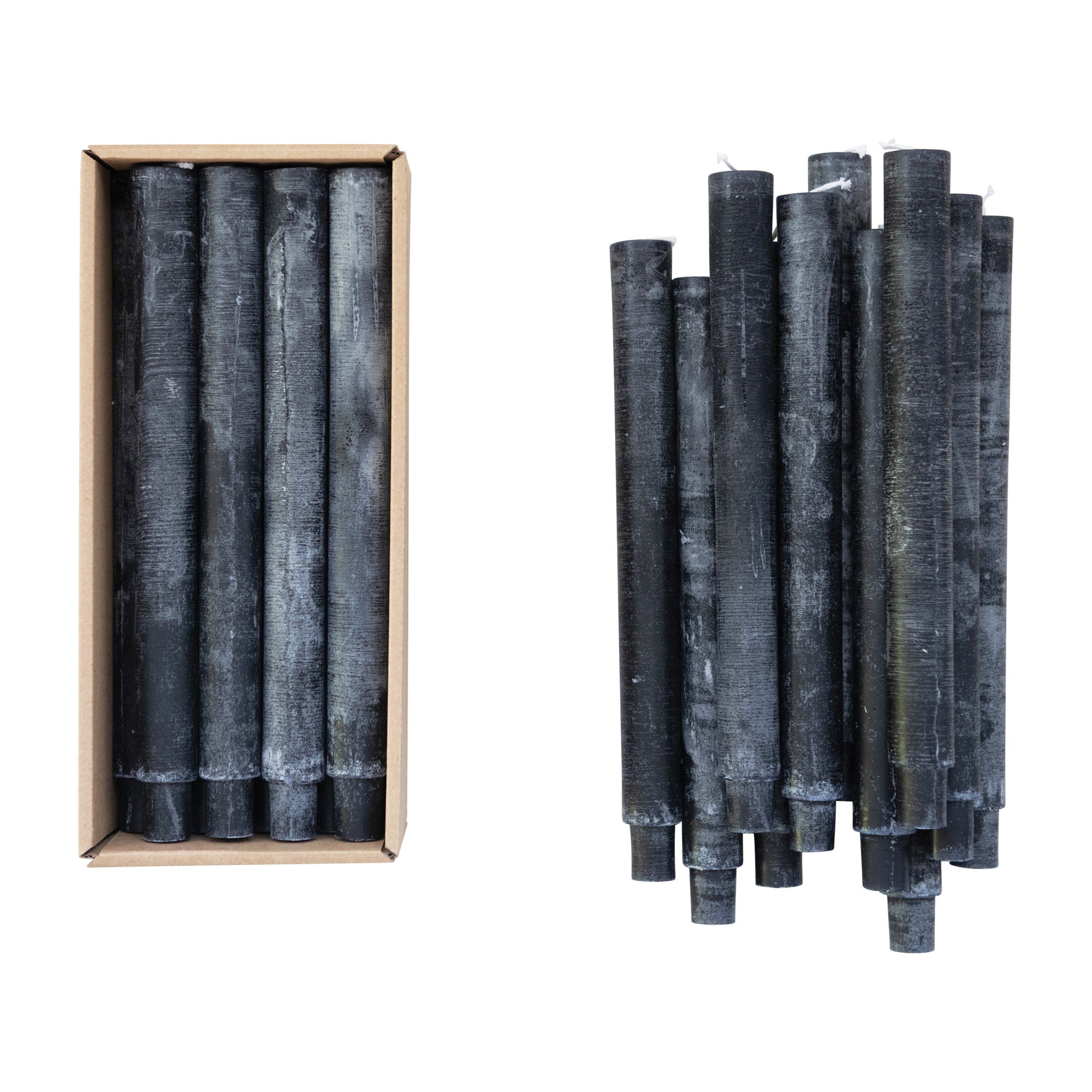 Powder Taper Candles - Set of 12 - Charcoal