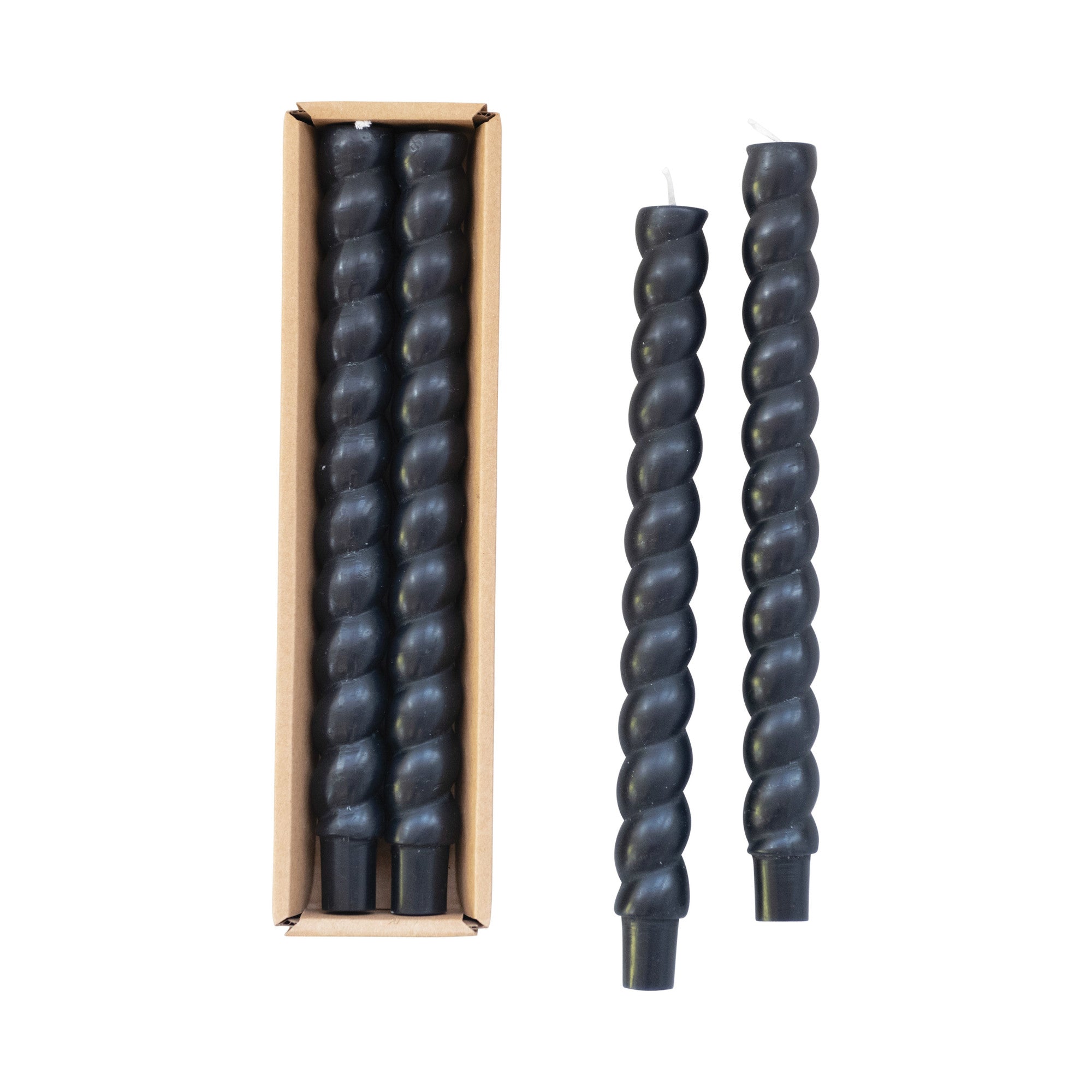 Twisted Taper Candles - Set of 2 - Black