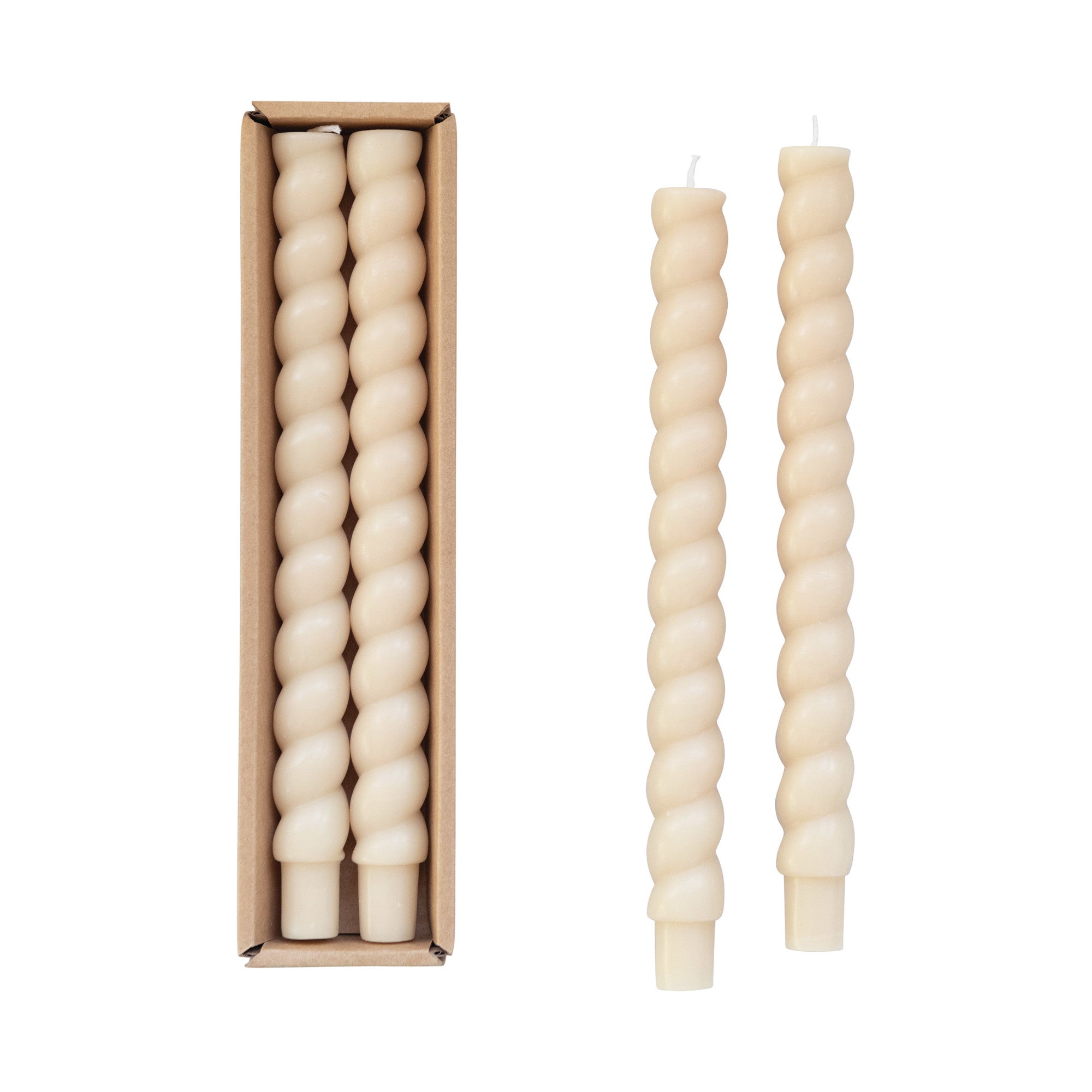 Twisted Taper Candles - Set of 2 - Ivory