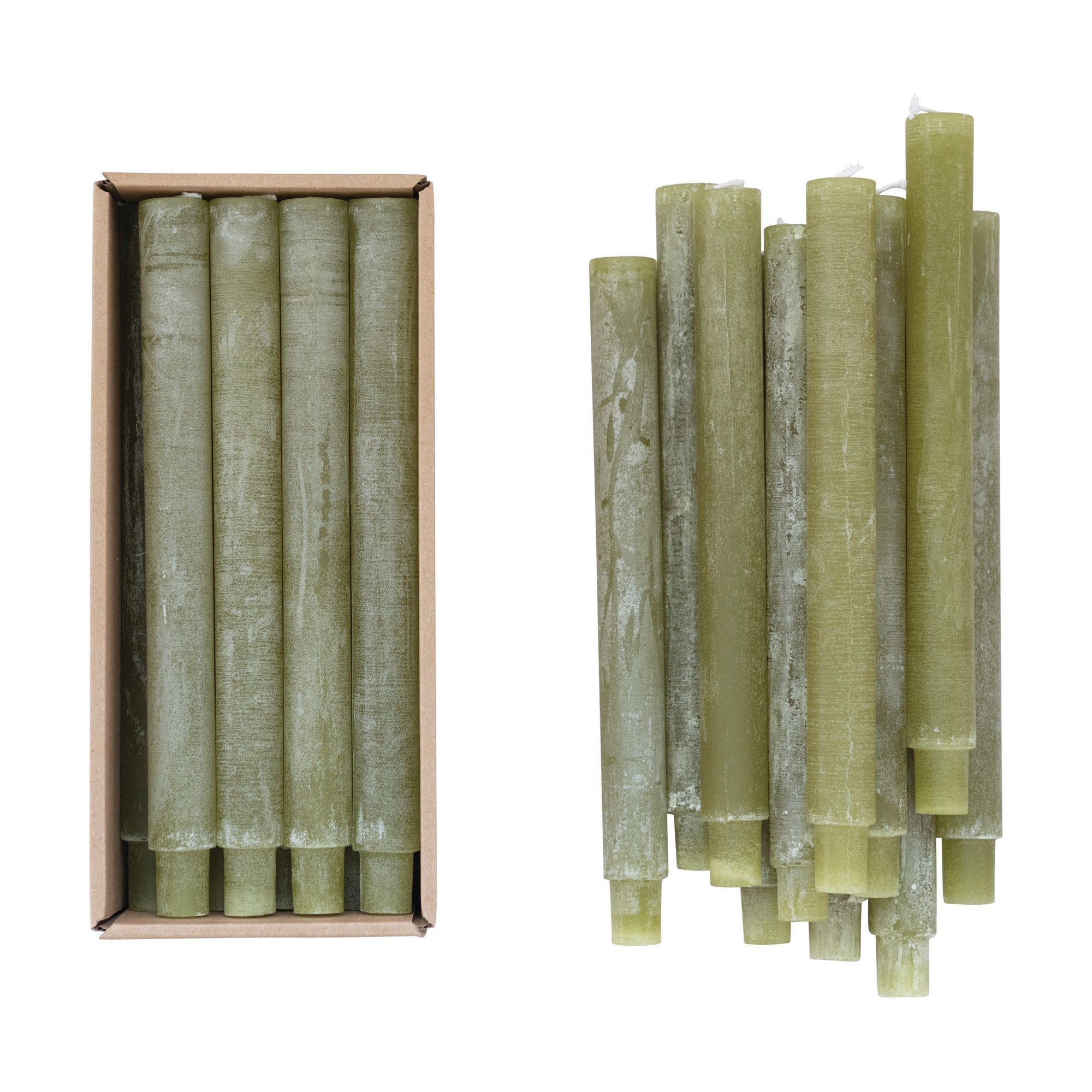 Powder Taper Candles - Set of 12 - Olive