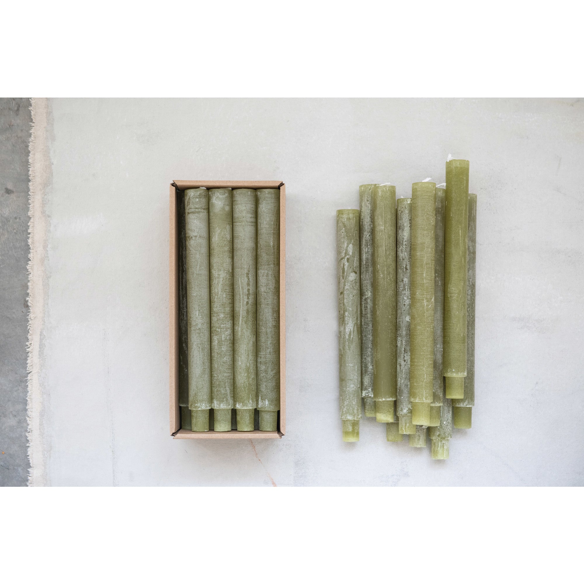 Powder Taper Candles - Set of 12 - Olive