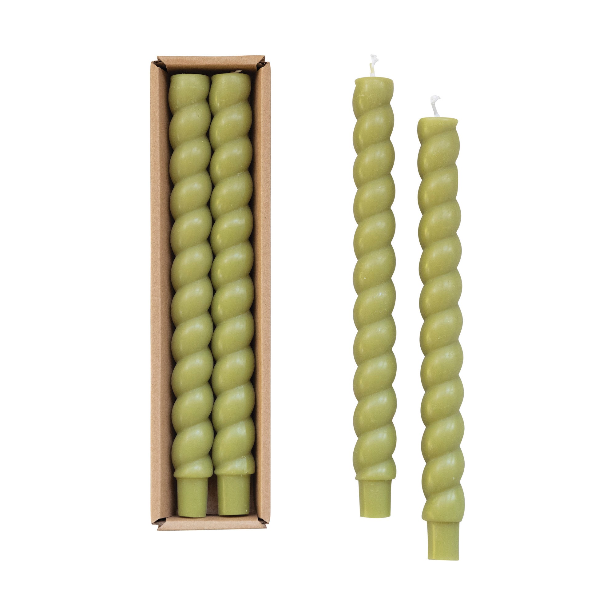 Twisted Taper Candles - Set of 2 - Sage