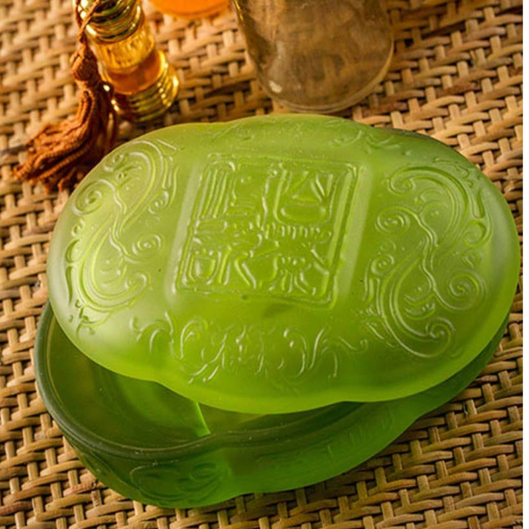 Glass Chinese Box - Frosted Green