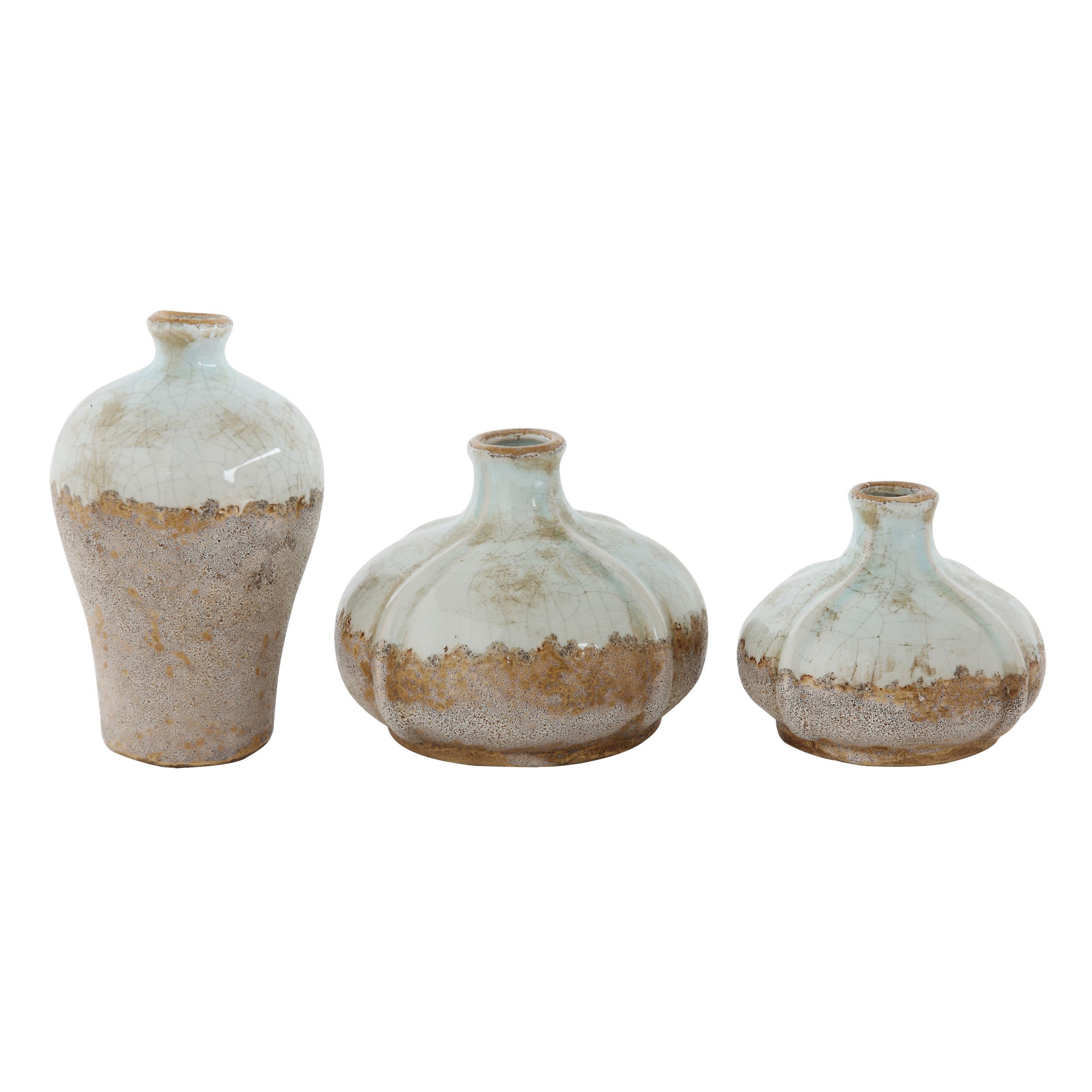 Overglazed Terracotta Vases (S/3)