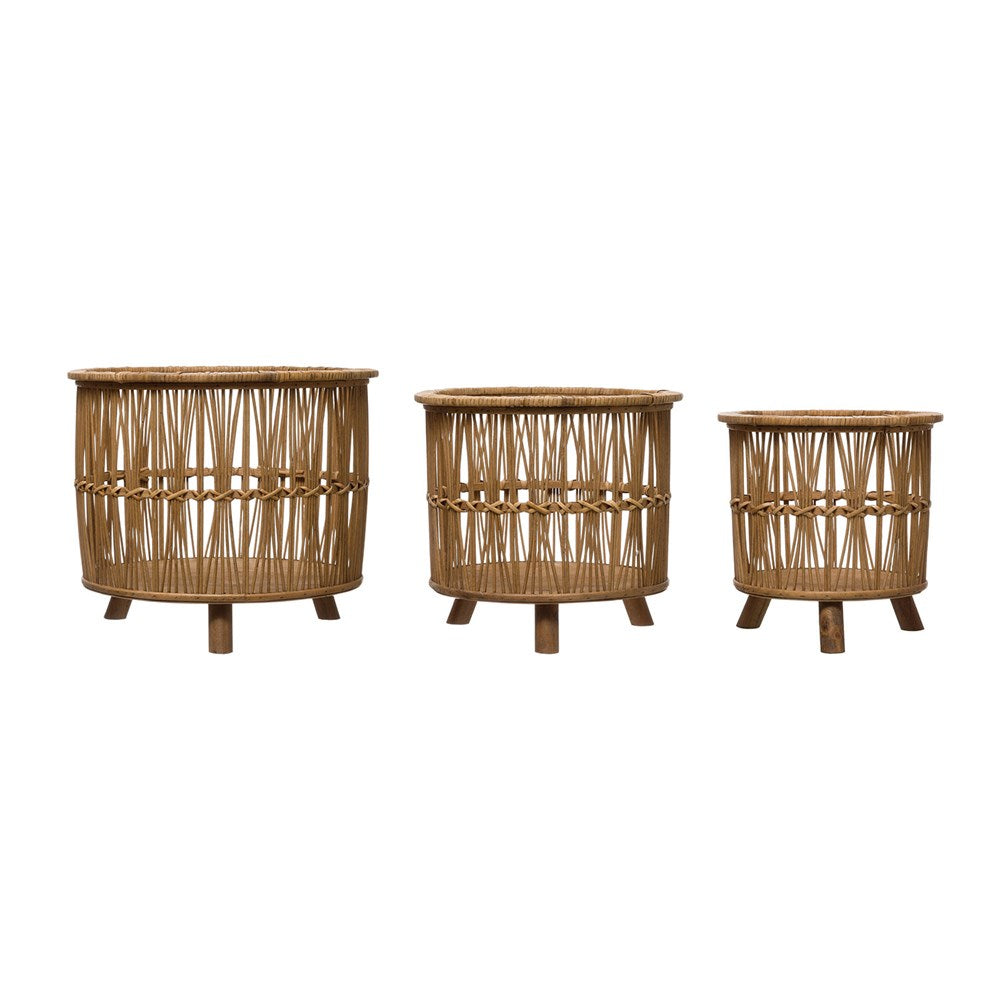 Footed Bamboo Baskets (Set of 3) (5610033938589)
