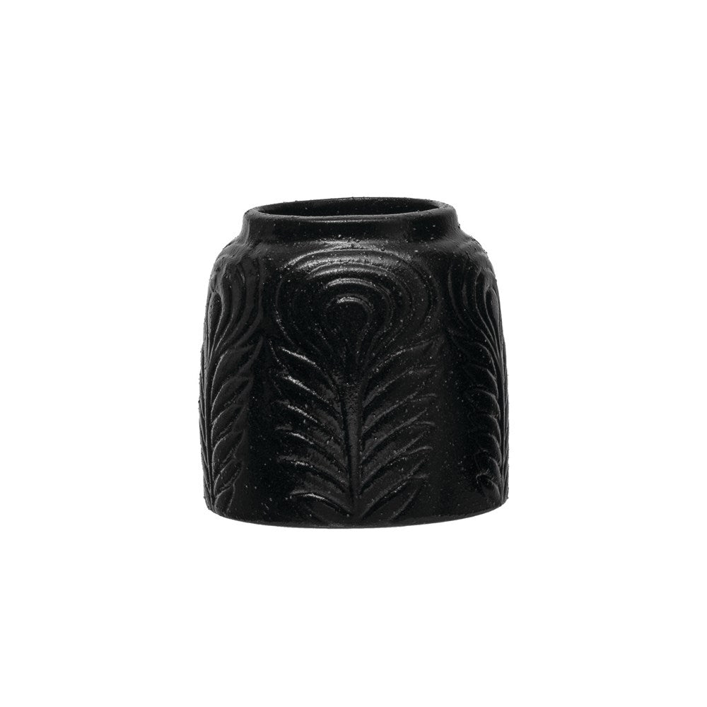 3.5" Round Embossed Stoneware Vase (5618454560925)