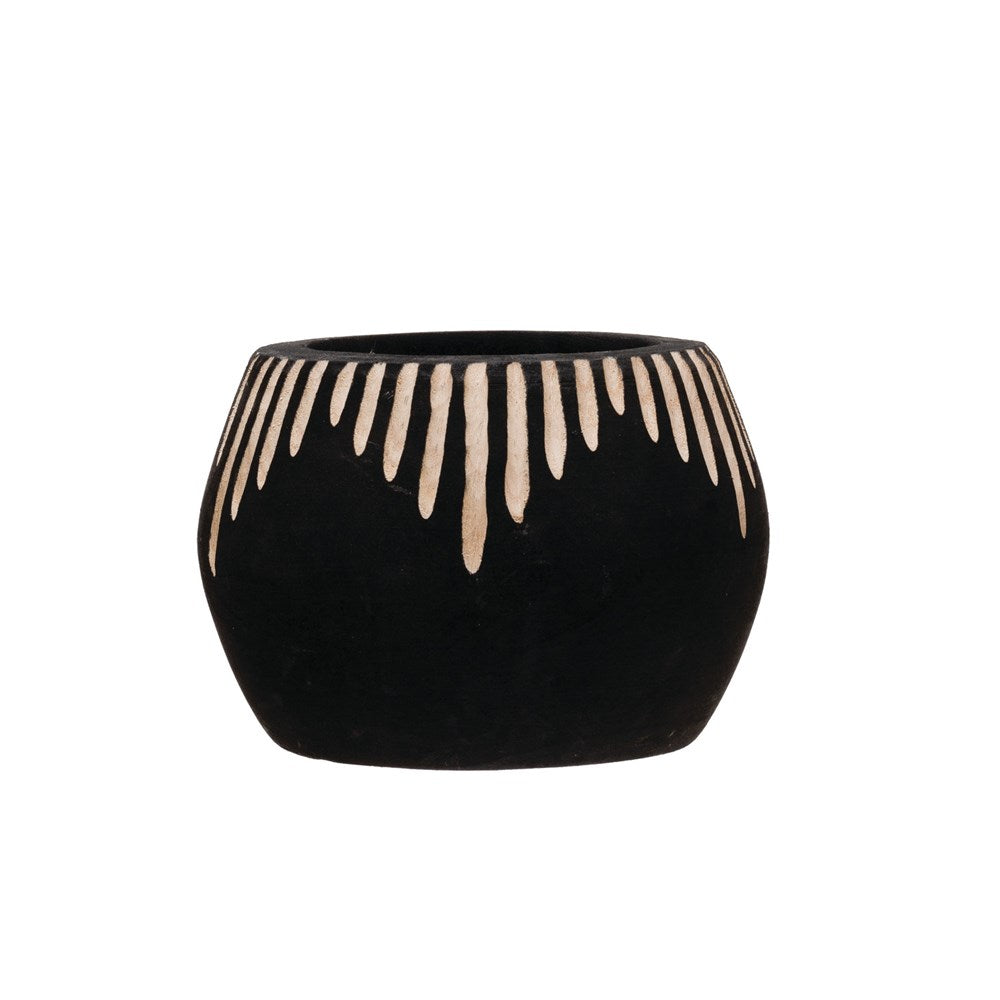Hand Carved Charred Wood Vase (5610111139997)