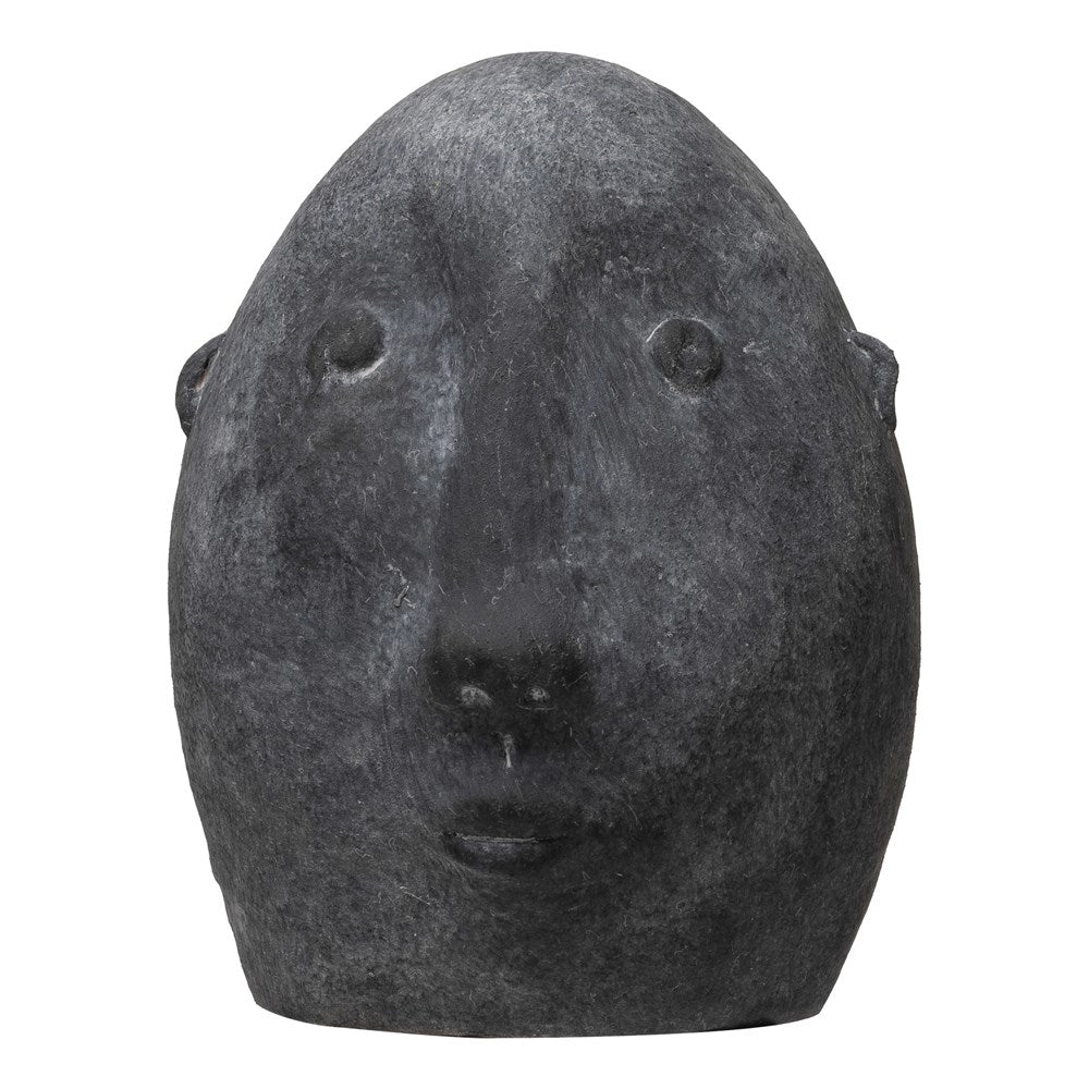 Terra-cotta Face Sculpture Matte Black