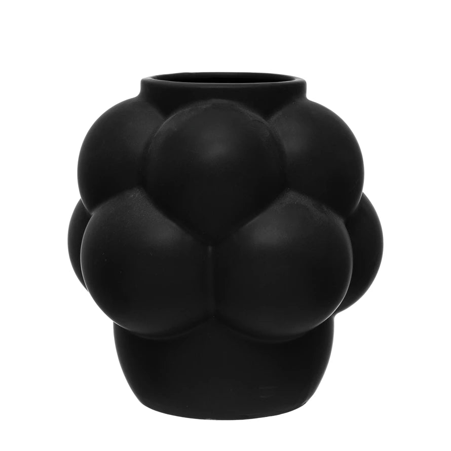 Bubble Dots Black Vase
