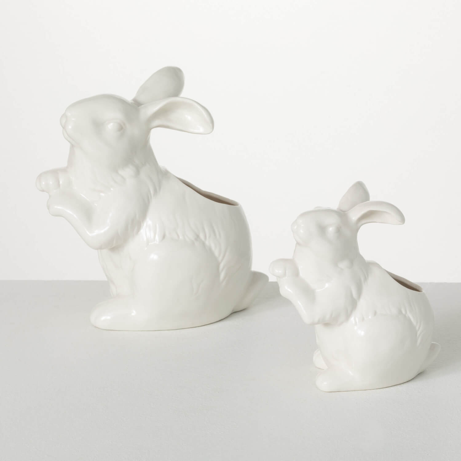 Glazed White Bunny Planters (S/2)