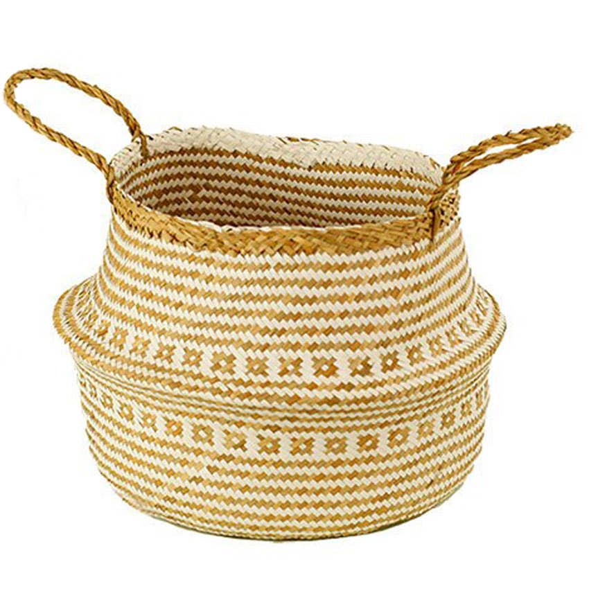 Natural Seagrass Accent Basket w/ Handles