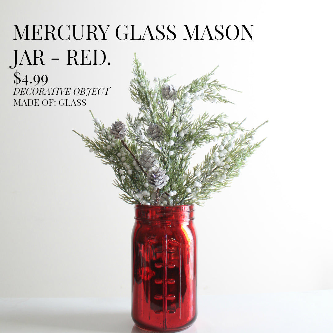 Red Mercury Glass Mason Jar
