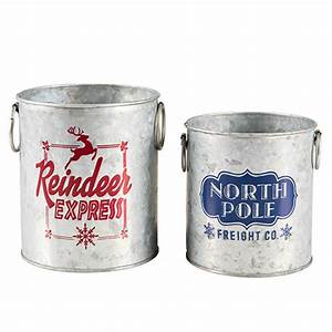 Rustic Holiday Pails (S/2)