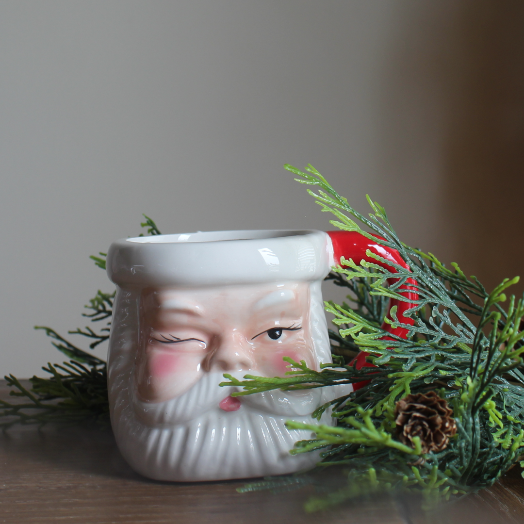 Vintage Inspired Winking Santa Mug