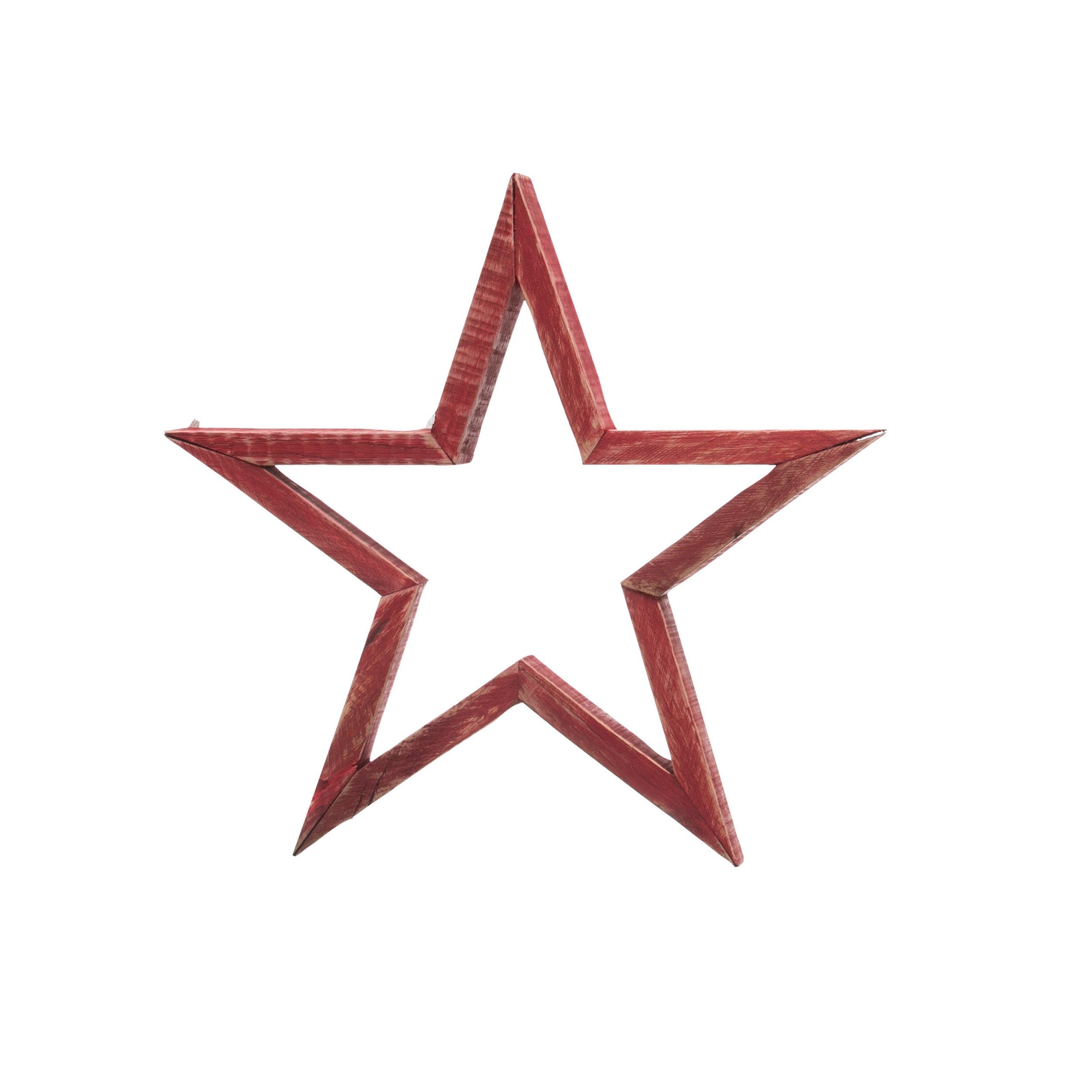 Distressed Red Wooden Star