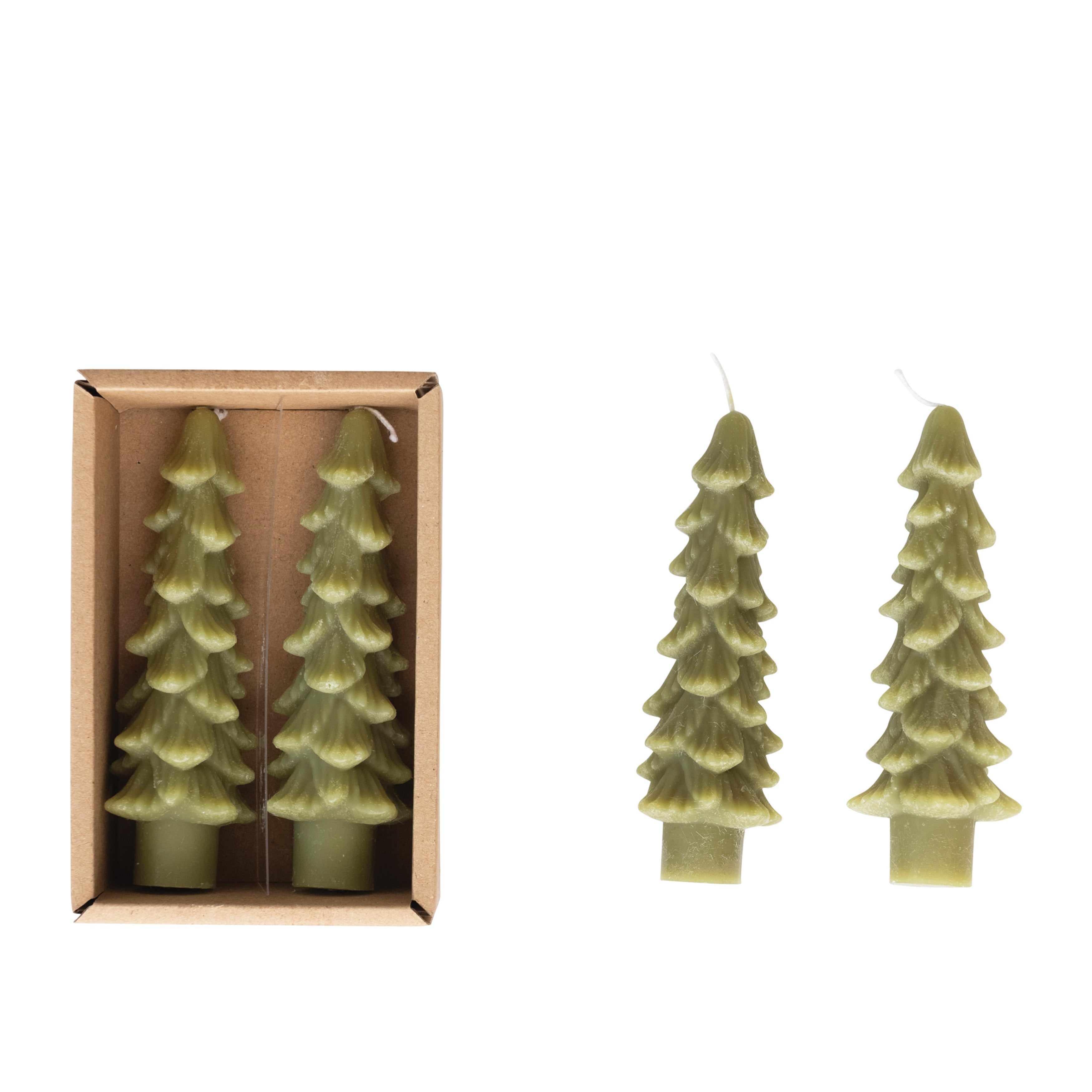 Tree Shaped Tapered Candles - Cedar Green