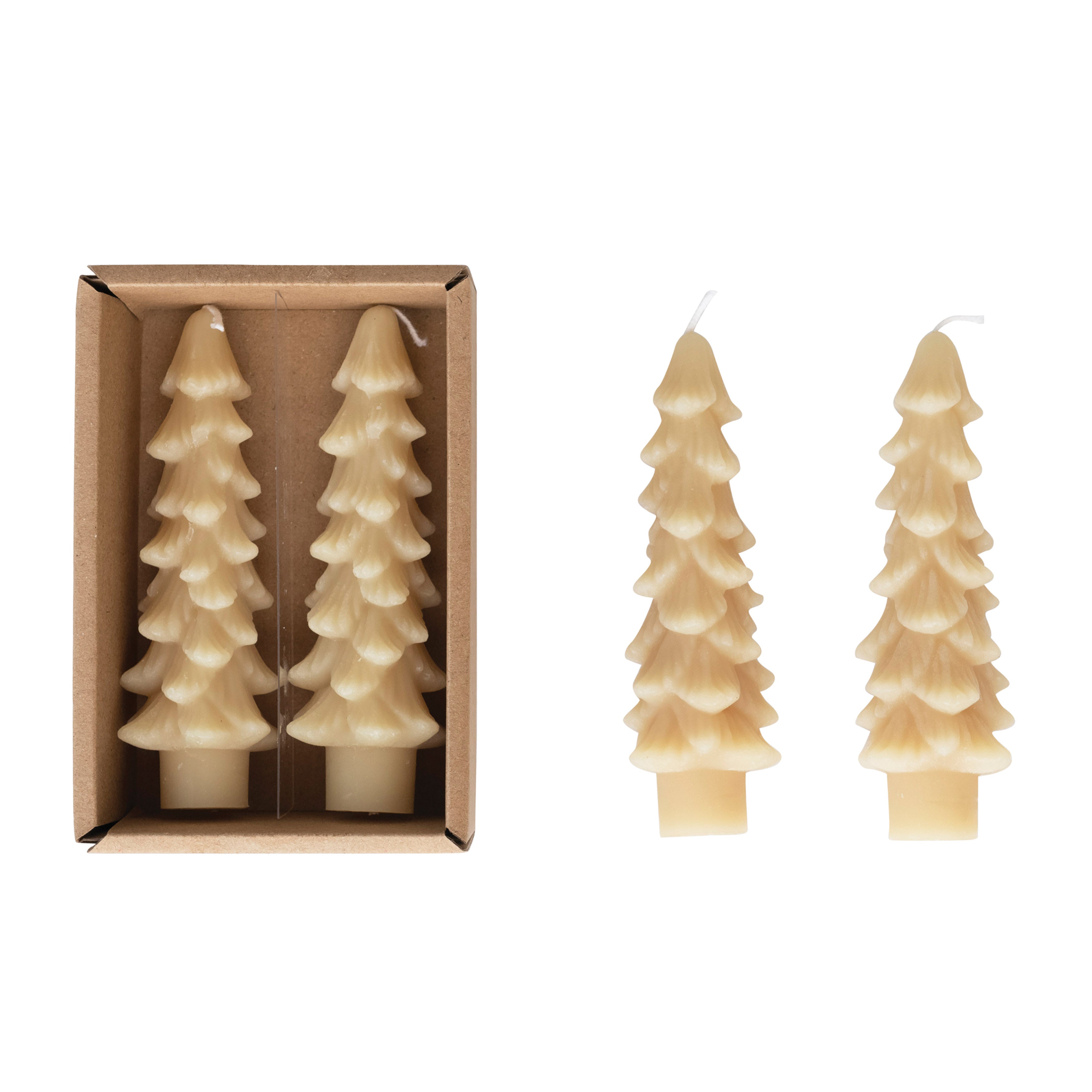 Tree Shaped Tapered Candles - Neutral Cream