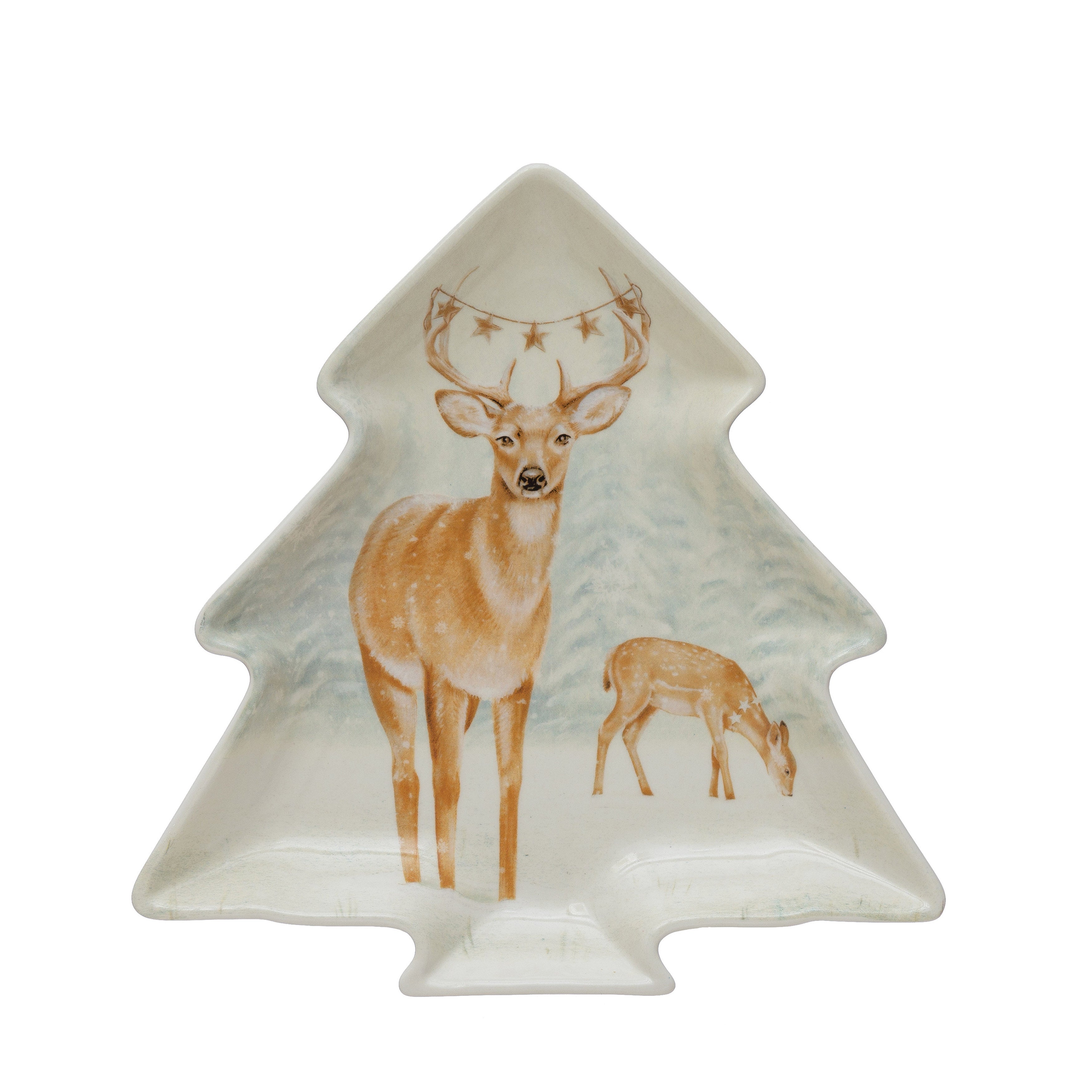 Stoneware Tree Platter w/ Deer